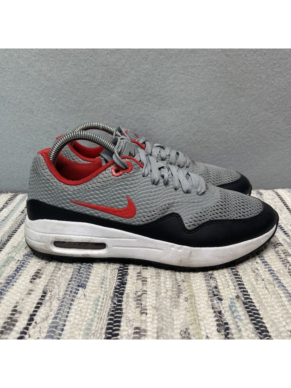 Nike Air Max 1 G Golf Shoes Particle Grey/White/University Red Size 7.5